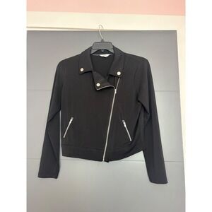 Candies Womens Black Asymmetrical Zip Moto Jacket Stretch Size Medium